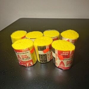 7pk Spinnerin Rug Yarn Pieces Bright Yellow 7043 Lot 609 Latch Hook 100% Acrilan